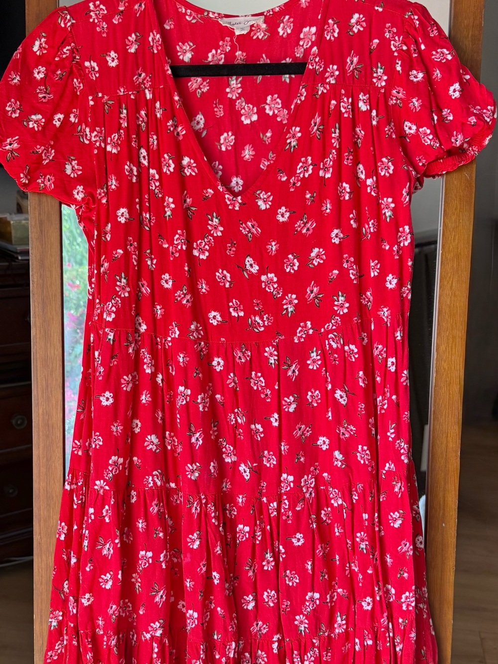 Red Floral Tiered Dress